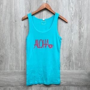 Aloha Hibiscus Mint Handmade Tank Top BB752